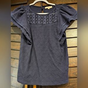 Ruffle Sleeve Eyelet Shirt